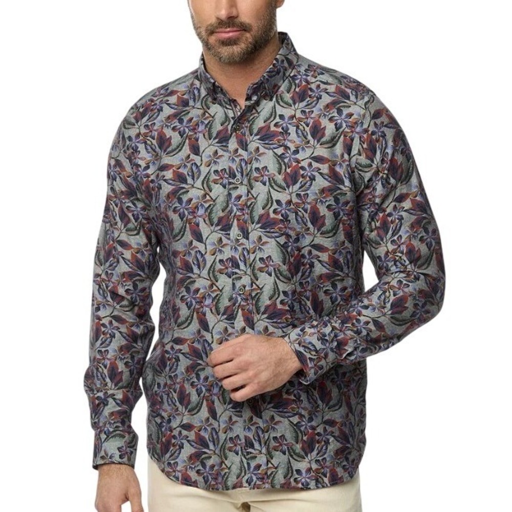 Robert Graham Mens XL Ziton Tailored Fit Gray Long Sleeve Dress‎ Shirt NWT